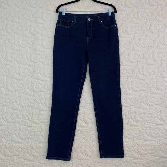 Chico's Girlfriend Slim Leg Ankle Jeans Dark Wash Blue Size 0 / 4R - Picture 1 of 14